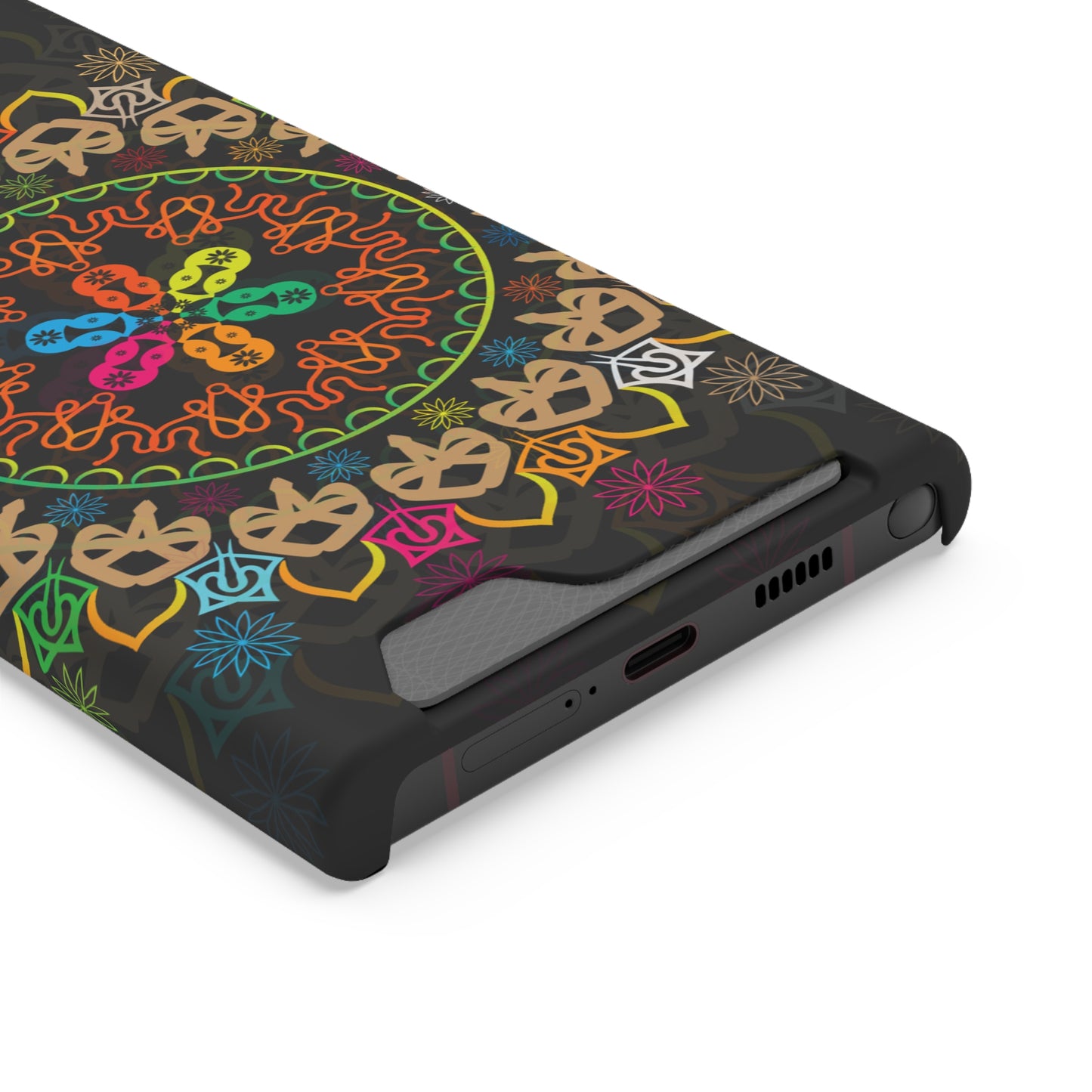 Colorful Mandala Phone Case with Card Holder, Bohemian Phone Accessory, Gift for Him/Her, Vibrant Smartphone Case, Artistic Phone Cover