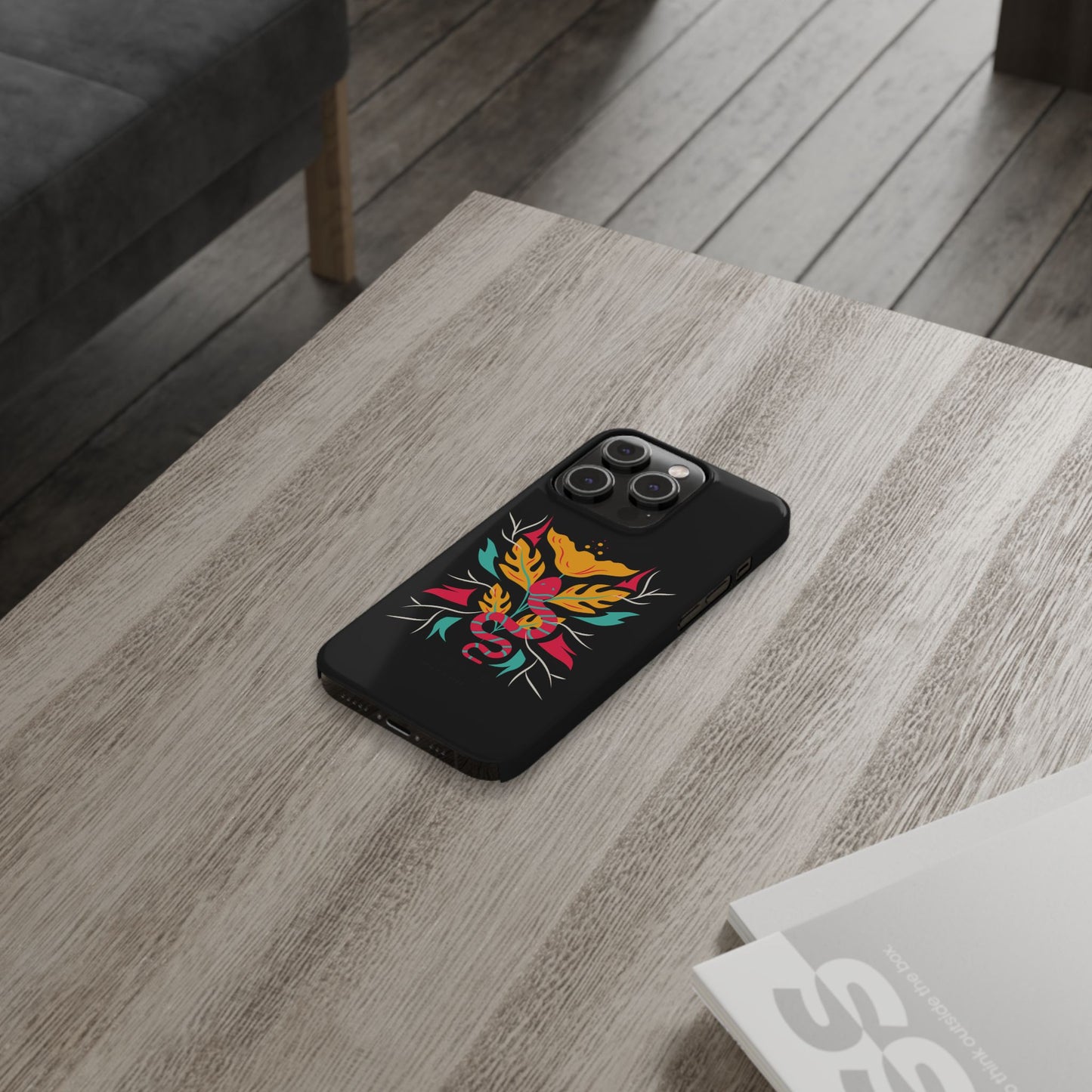 Colorful Floral Snake Slim Phone Case, Trendy Phone Accessories, Unique Gift for Nature Lovers, Modern Phone Cover, Stylish Protection