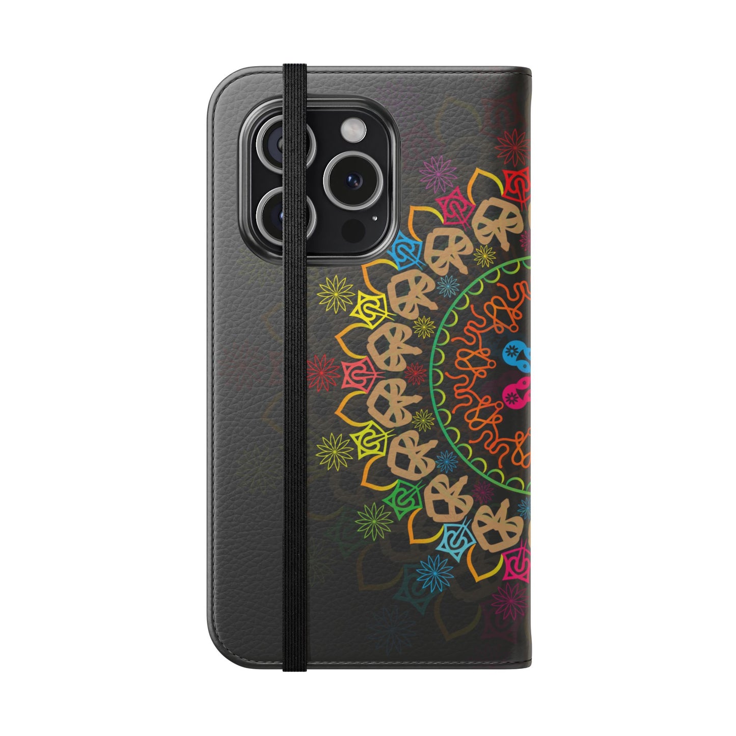 Colorful Mandala Flip Case for Phone, Bohemian Style Wallet Cover, Unique Gift for Her, Vibrant Phone Accessories, Eco-Friendly Protection