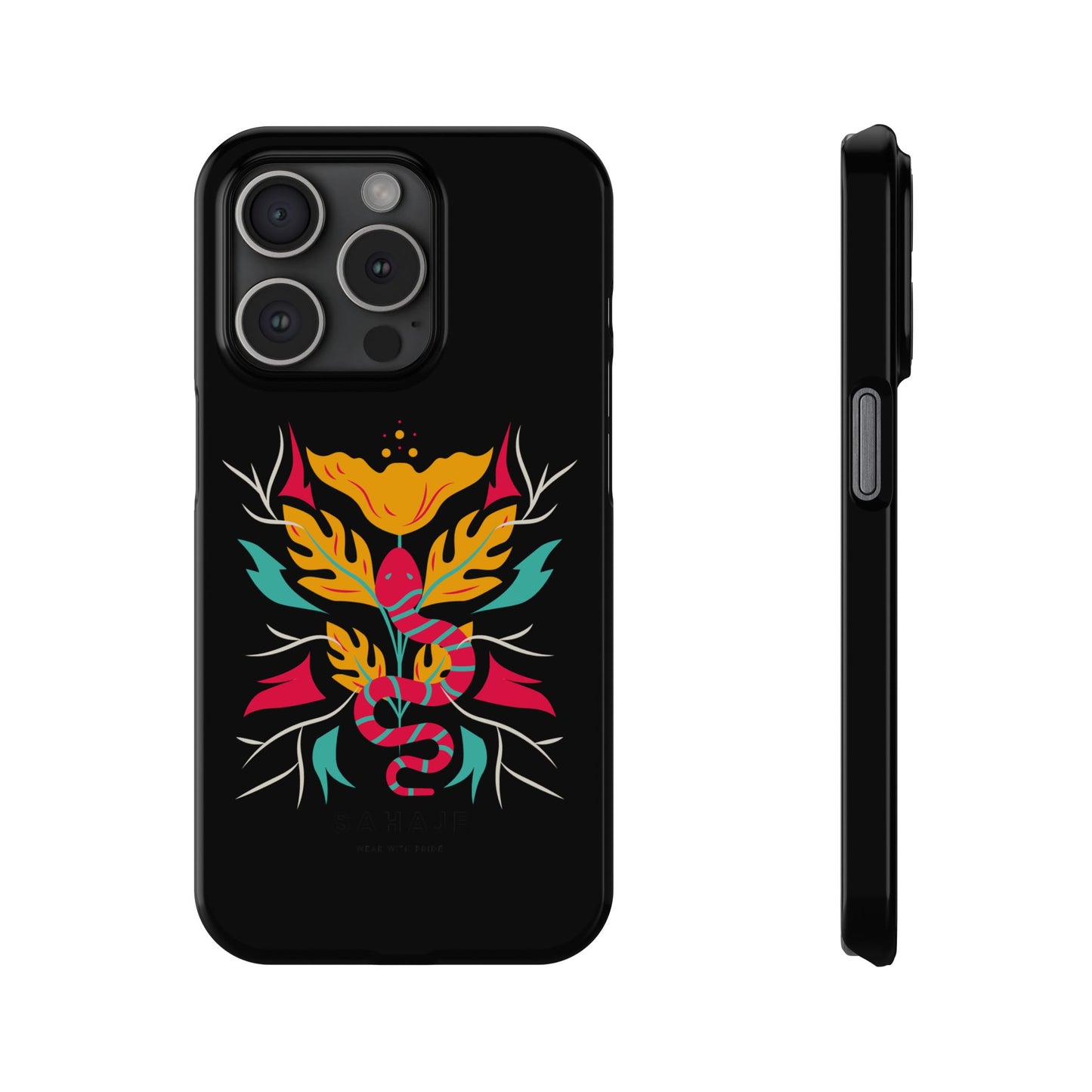 Colorful Floral Snake Slim Phone Case, Trendy Phone Accessories, Unique Gift for Nature Lovers, Modern Phone Cover, Stylish Protection