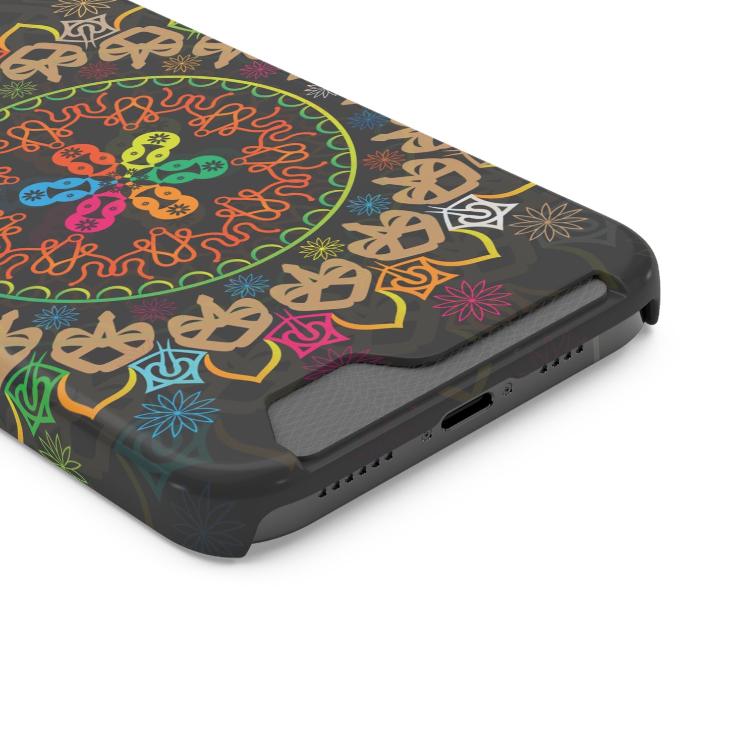 Colorful Mandala Phone Case with Card Holder, Bohemian Phone Accessory, Gift for Him/Her, Vibrant Smartphone Case, Artistic Phone Cover