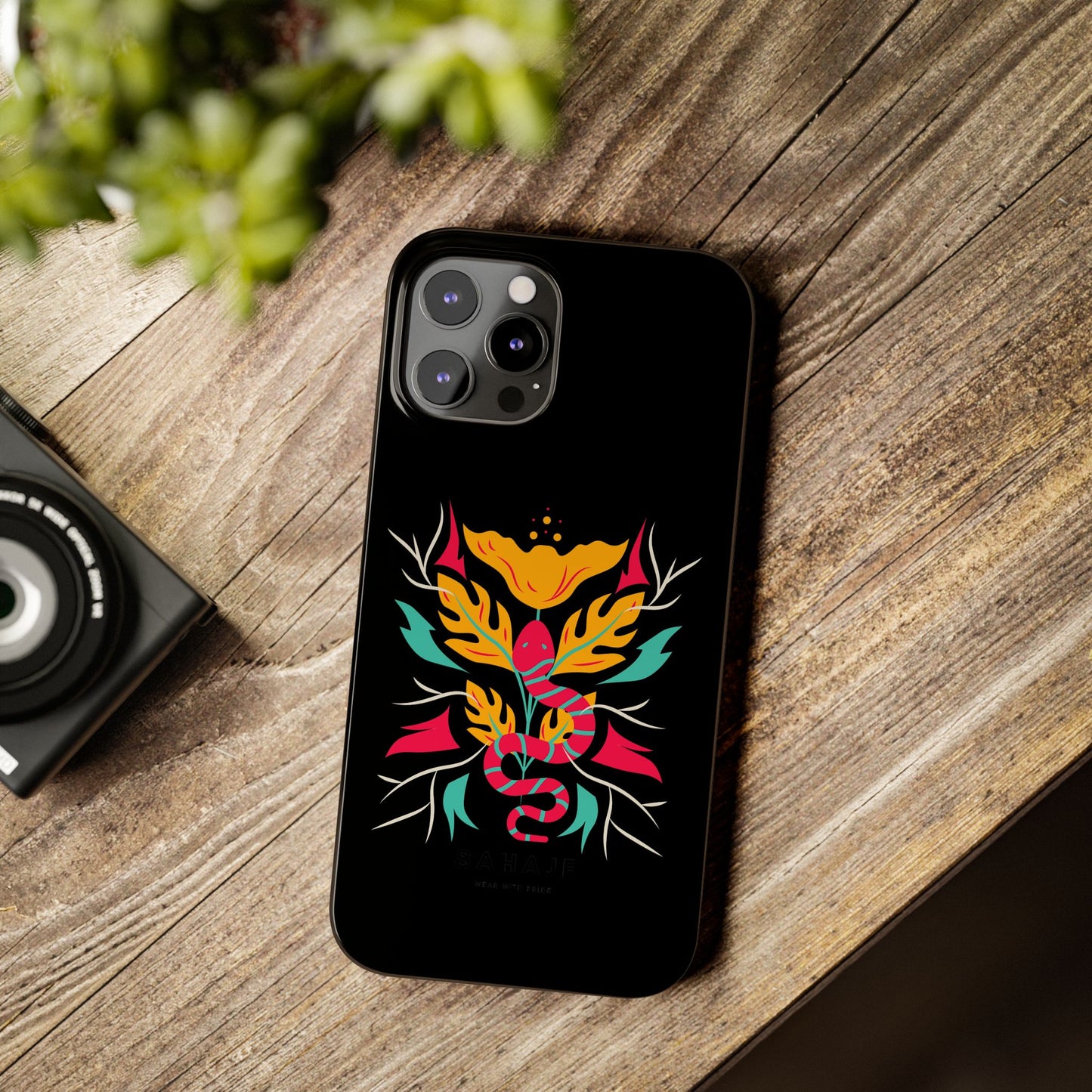 Colorful Floral Snake Slim Phone Case, Trendy Phone Accessories, Unique Gift for Nature Lovers, Modern Phone Cover, Stylish Protection