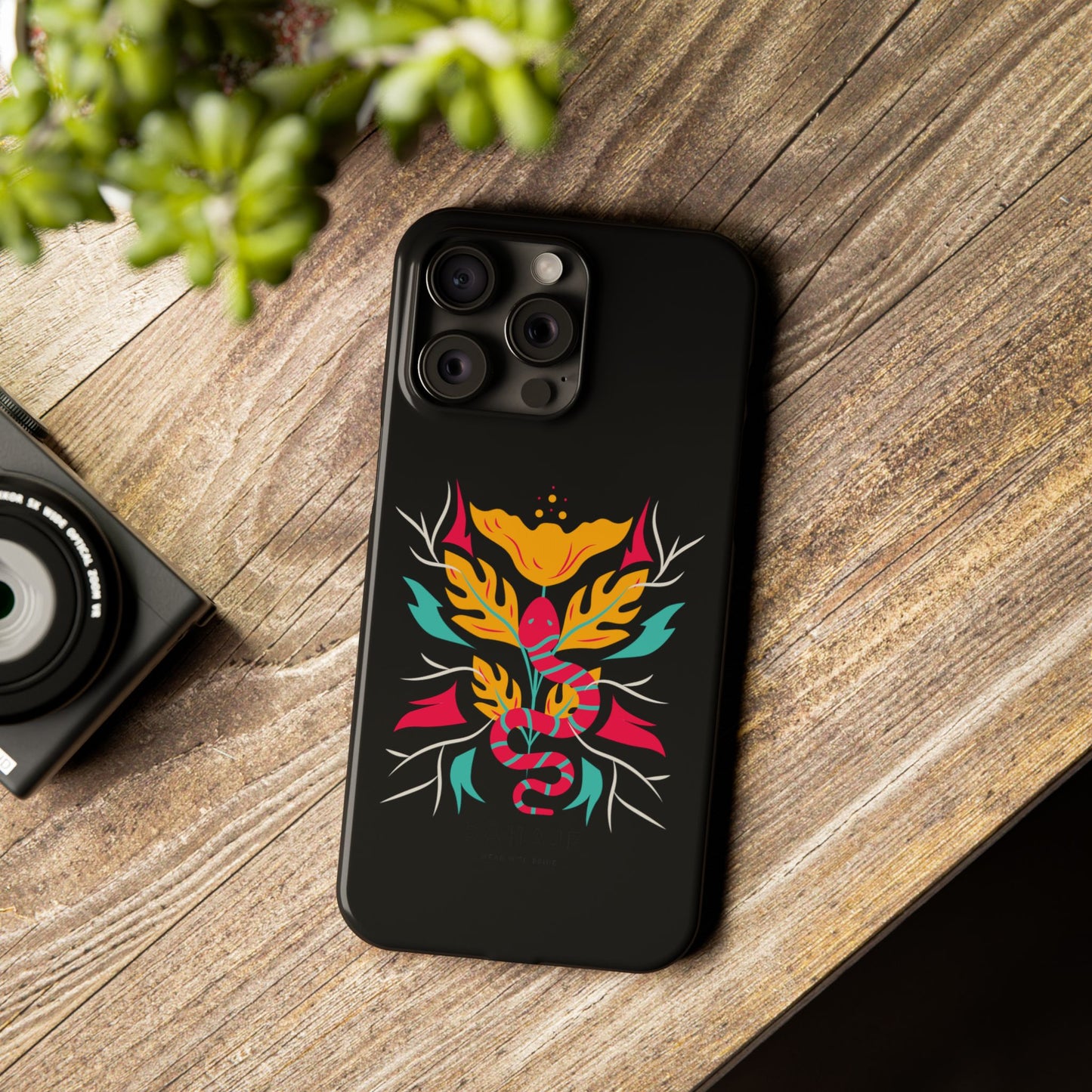 Colorful Floral Snake Slim Phone Case, Trendy Phone Accessories, Unique Gift for Nature Lovers, Modern Phone Cover, Stylish Protection