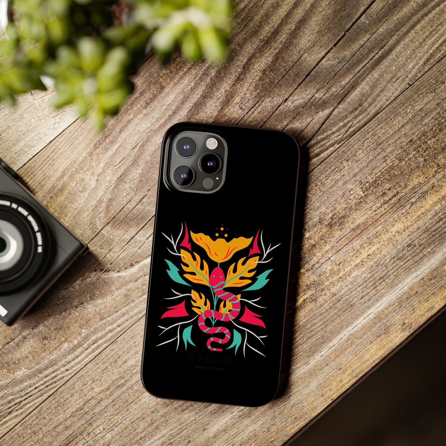 Colorful Floral Snake Slim Phone Case, Trendy Phone Accessories, Unique Gift for Nature Lovers, Modern Phone Cover, Stylish Protection