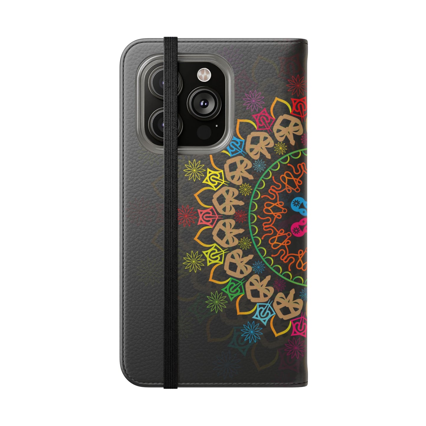 Colorful Mandala Flip Case for Phone, Bohemian Style Wallet Cover, Unique Gift for Her, Vibrant Phone Accessories, Eco-Friendly Protection
