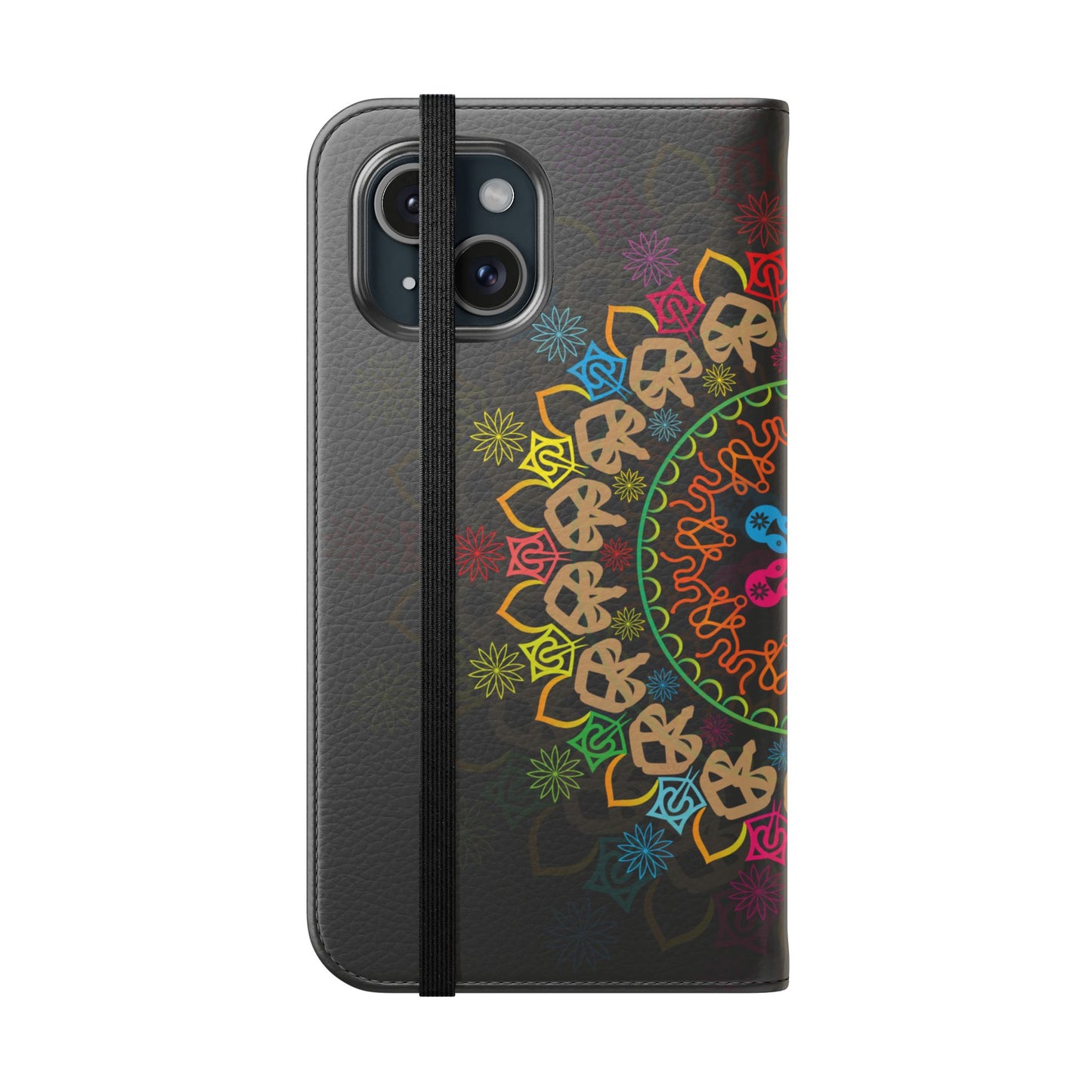 Colorful Mandala Flip Case for Phone, Bohemian Style Wallet Cover, Unique Gift for Her, Vibrant Phone Accessories, Eco-Friendly Protection