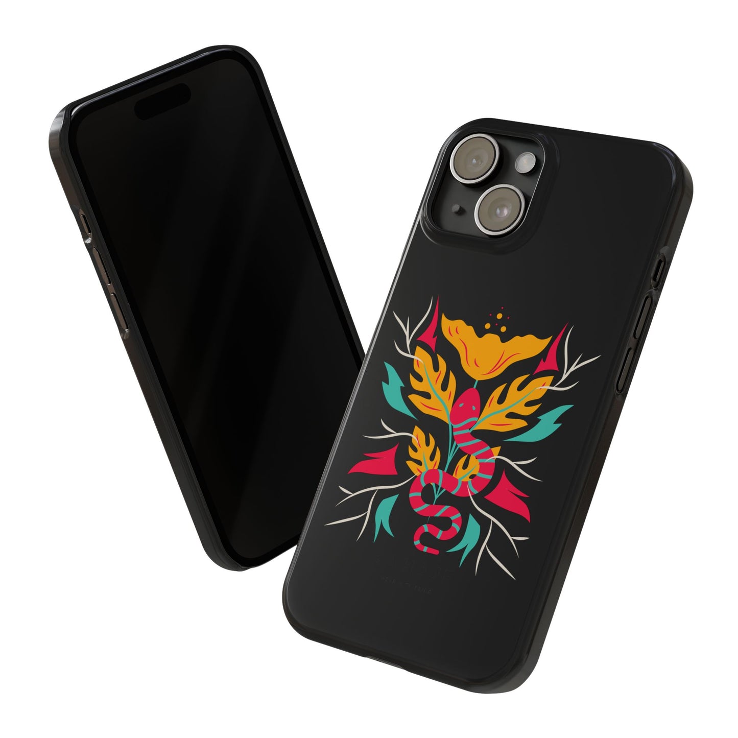 Colorful Floral Snake Slim Phone Case, Trendy Phone Accessories, Unique Gift for Nature Lovers, Modern Phone Cover, Stylish Protection