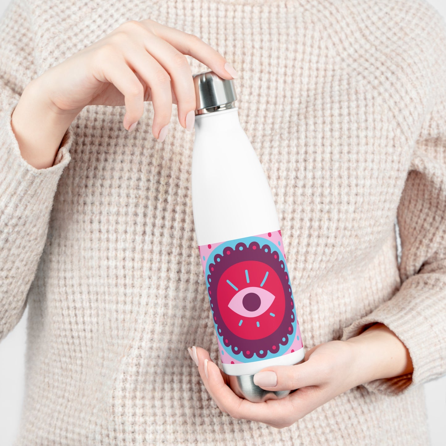 Vibrant Insulated Water Bottle with Eye Design, Perfect for Daily Hydration, Eco-Friendly Gift, Gym, Outdoor Adventure, Beach Essentials
