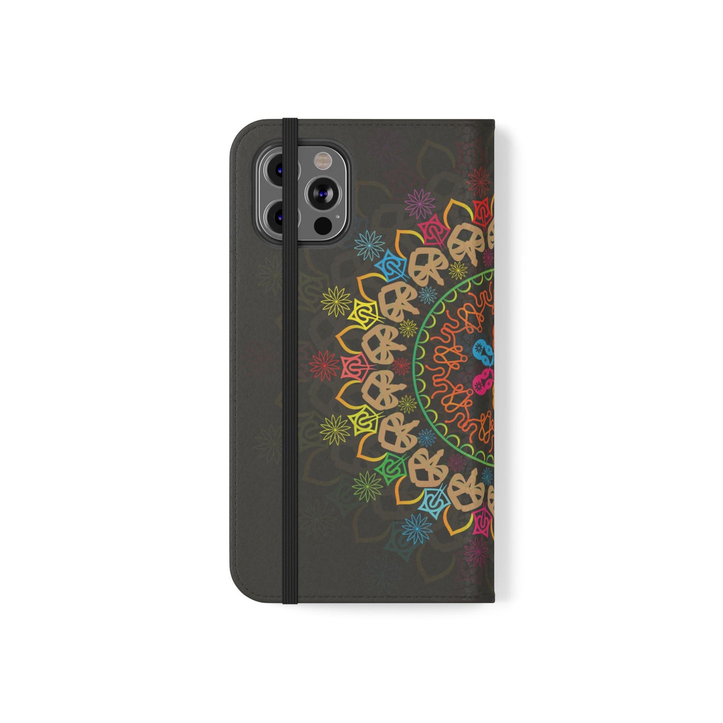 Colorful Mandala Flip Case for Phone, Bohemian Style Wallet Cover, Unique Gift for Her, Vibrant Phone Accessories, Eco-Friendly Protection