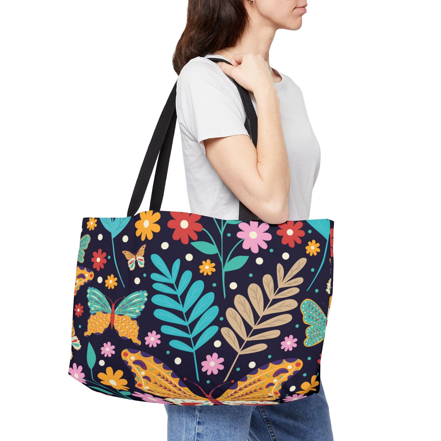 Colorful Butterfly Weekender Tote Bag | Floral Travel Bag, Beach Tote, Gym Bag, Overnight Bag, Gift for Her