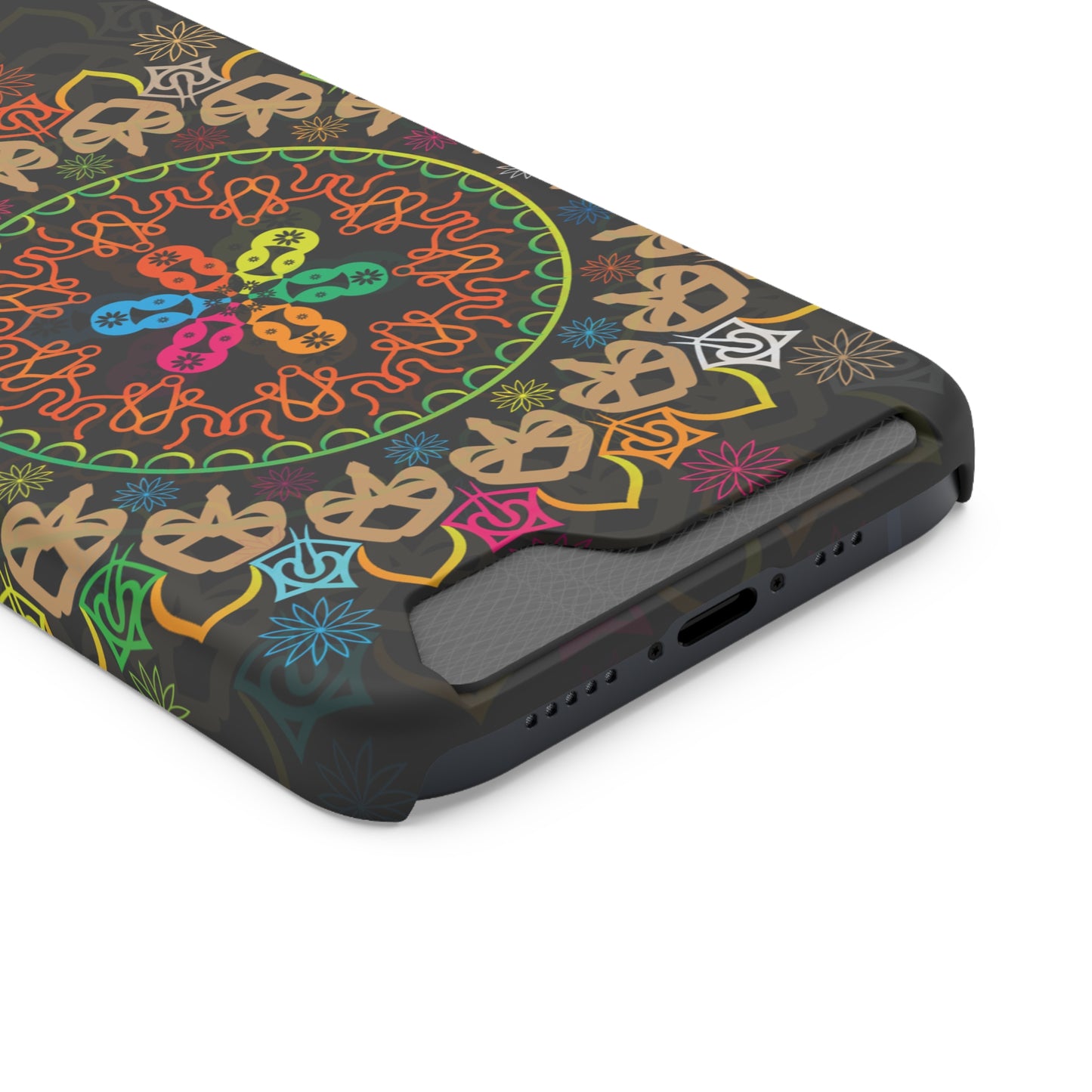 Colorful Mandala Phone Case with Card Holder, Bohemian Phone Accessory, Gift for Him/Her, Vibrant Smartphone Case, Artistic Phone Cover