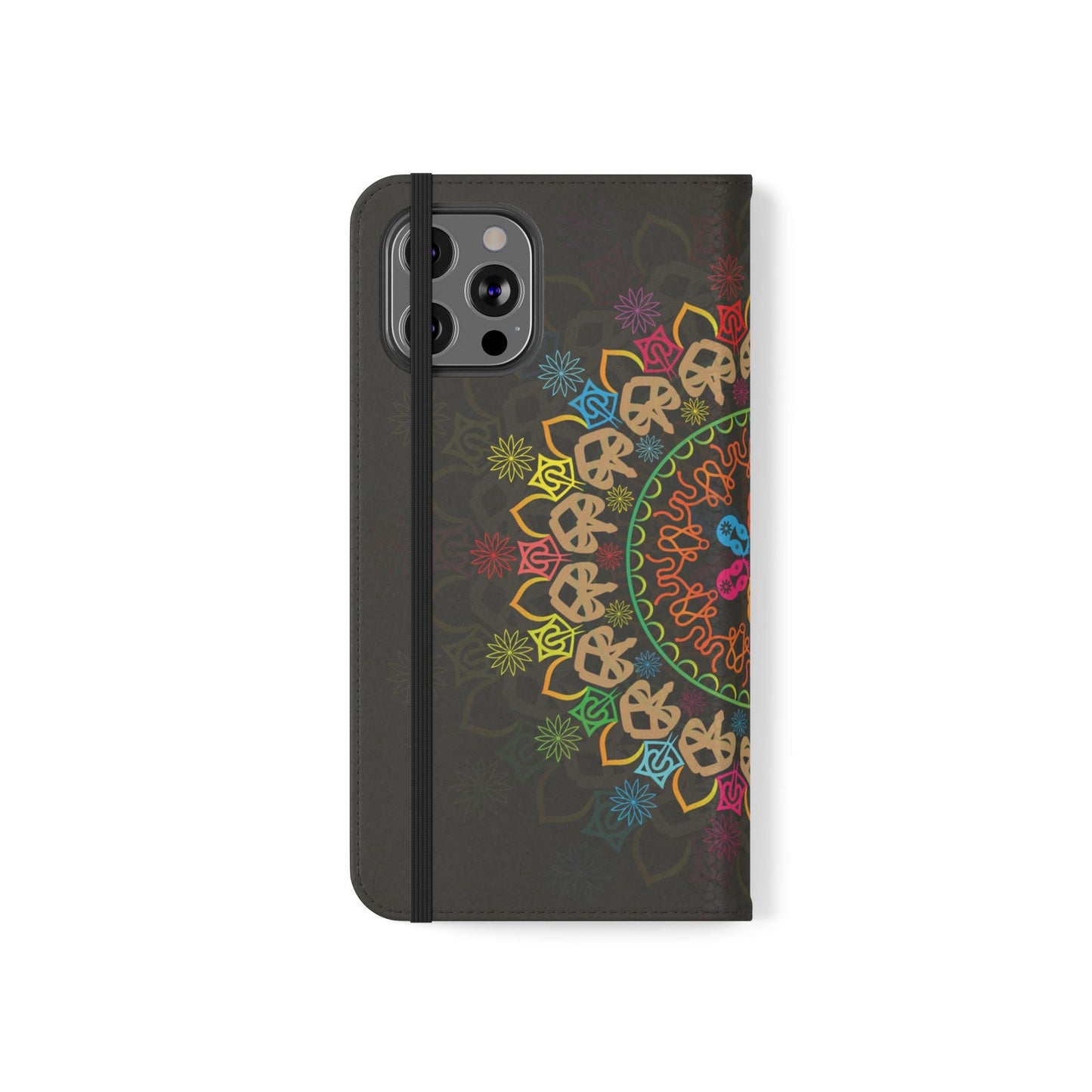 Colorful Mandala Flip Case for Phone, Bohemian Style Wallet Cover, Unique Gift for Her, Vibrant Phone Accessories, Eco-Friendly Protection