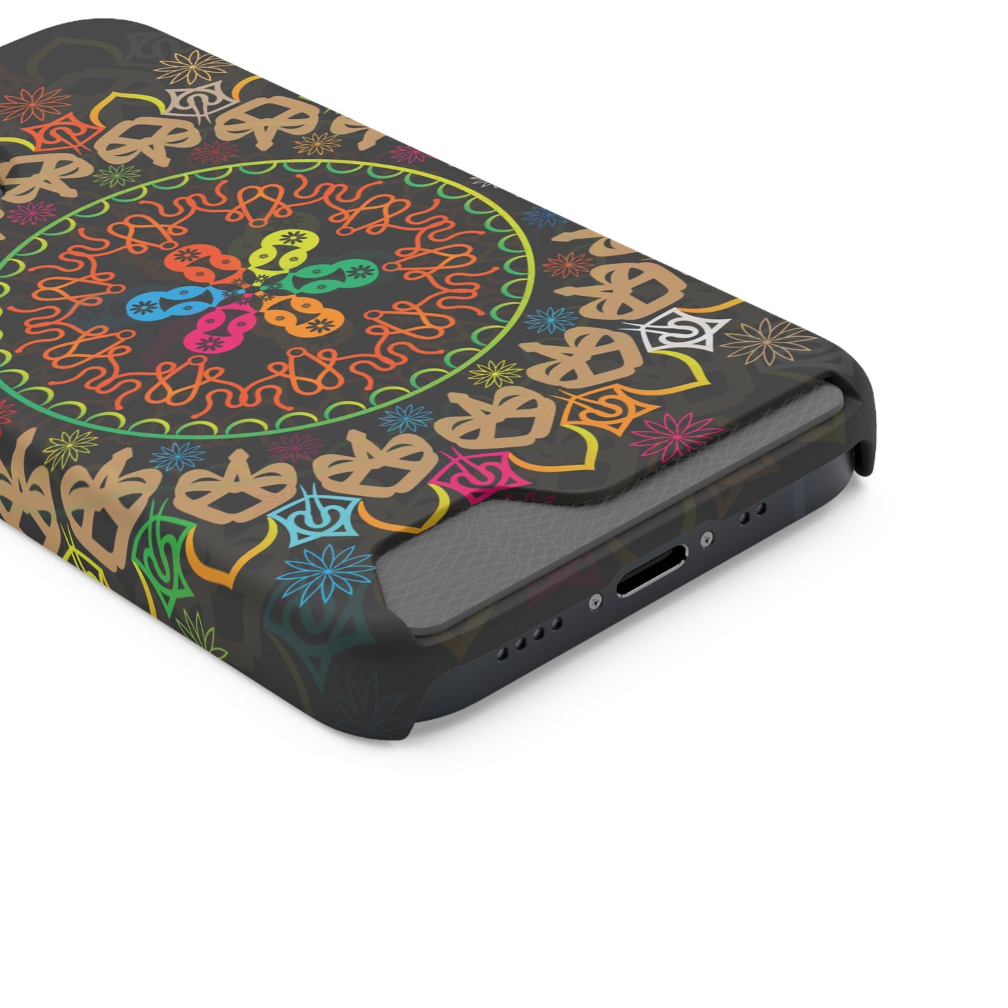 Colorful Mandala Phone Case with Card Holder, Bohemian Phone Accessory, Gift for Him/Her, Vibrant Smartphone Case, Artistic Phone Cover