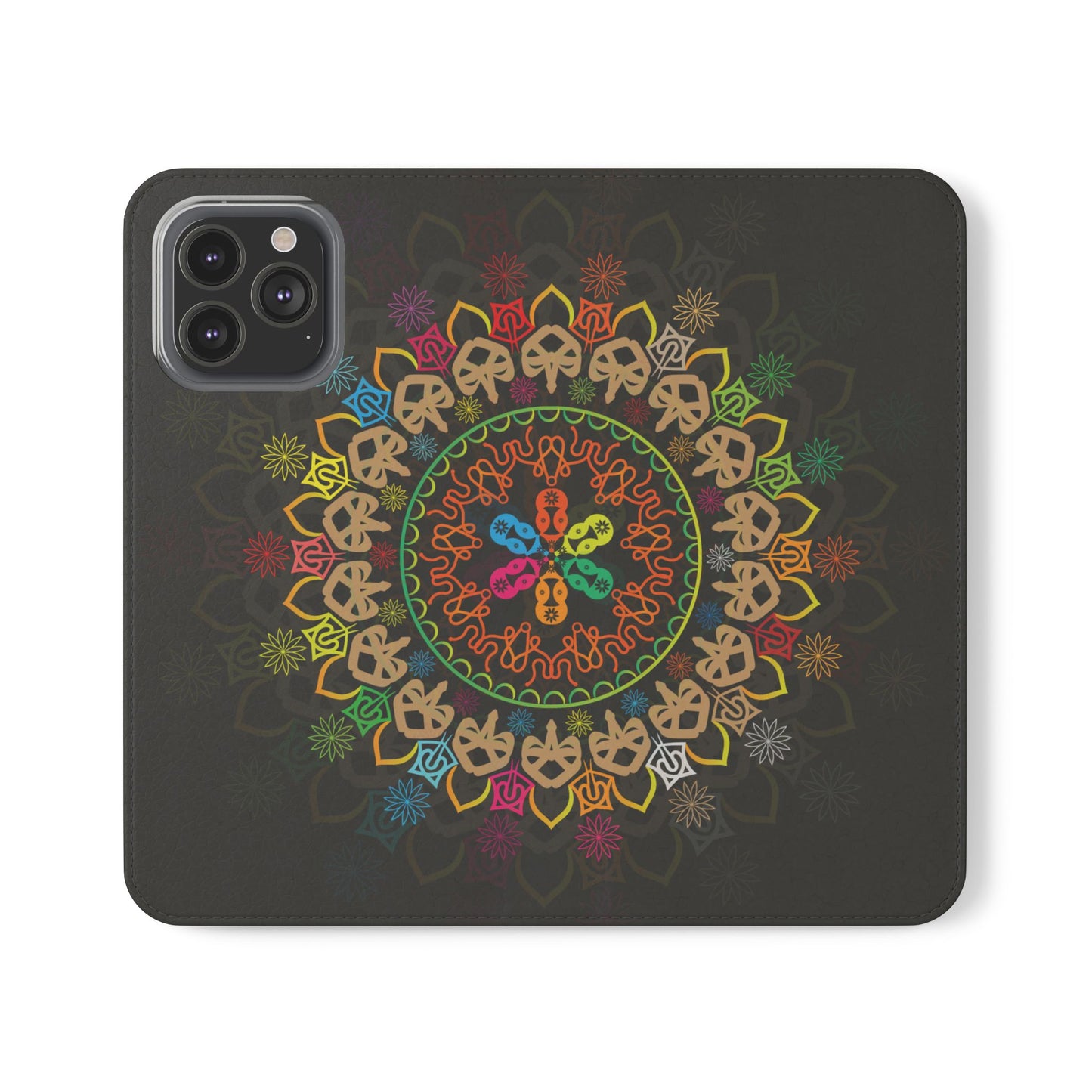 Colorful Mandala Flip Case for Phone, Bohemian Style Wallet Cover, Unique Gift for Her, Vibrant Phone Accessories, Eco-Friendly Protection