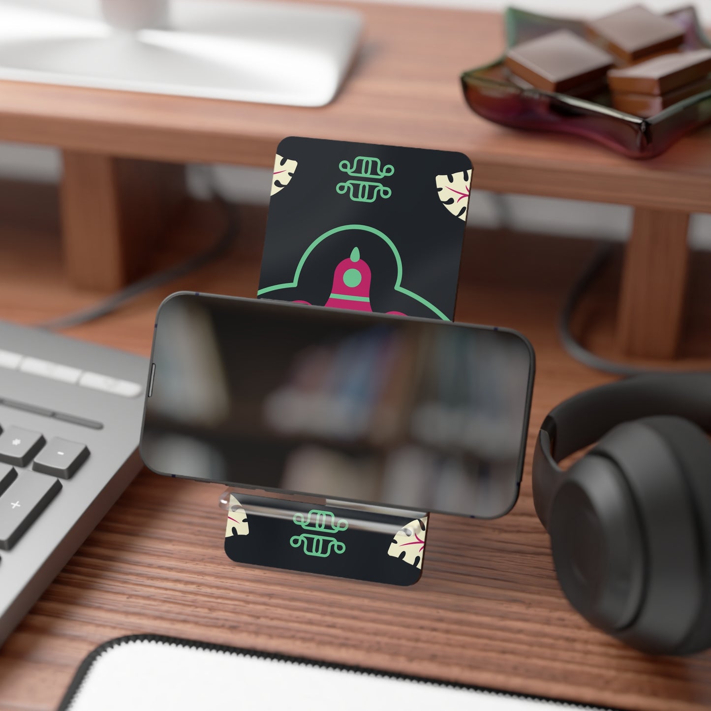 Colorful Smartphone Display Stand, Decorative Desk Accessory, Gift for Phone Lovers, Home Office Decor, Modern Tech Organizer
