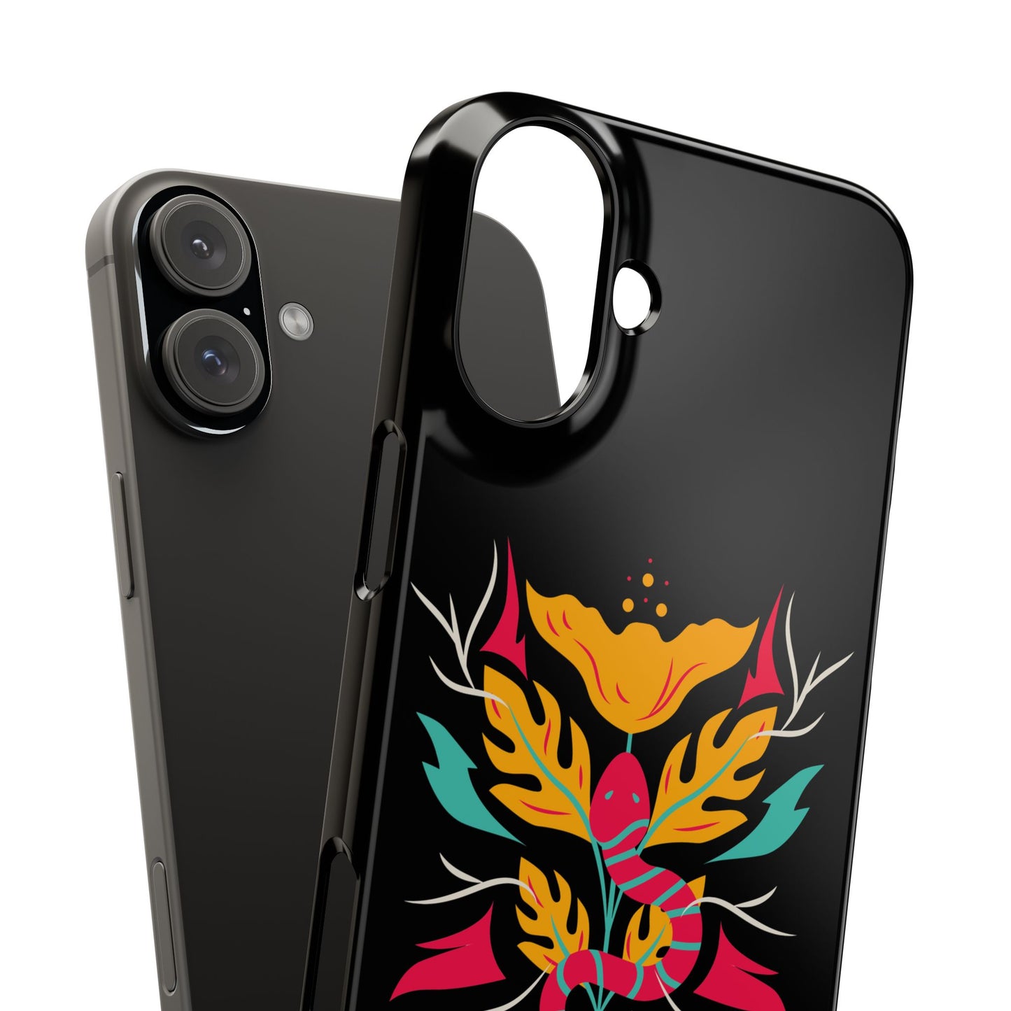 Colorful Floral Snake Slim Phone Case, Trendy Phone Accessories, Unique Gift for Nature Lovers, Modern Phone Cover, Stylish Protection