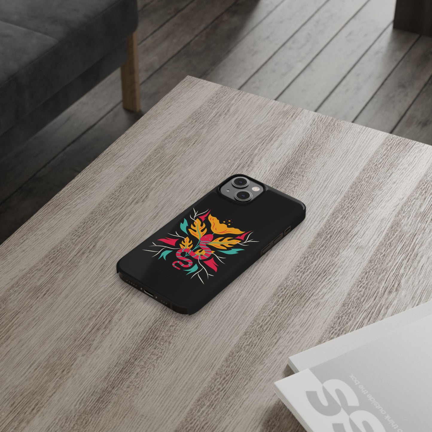 Colorful Floral Snake Slim Phone Case, Trendy Phone Accessories, Unique Gift for Nature Lovers, Modern Phone Cover, Stylish Protection