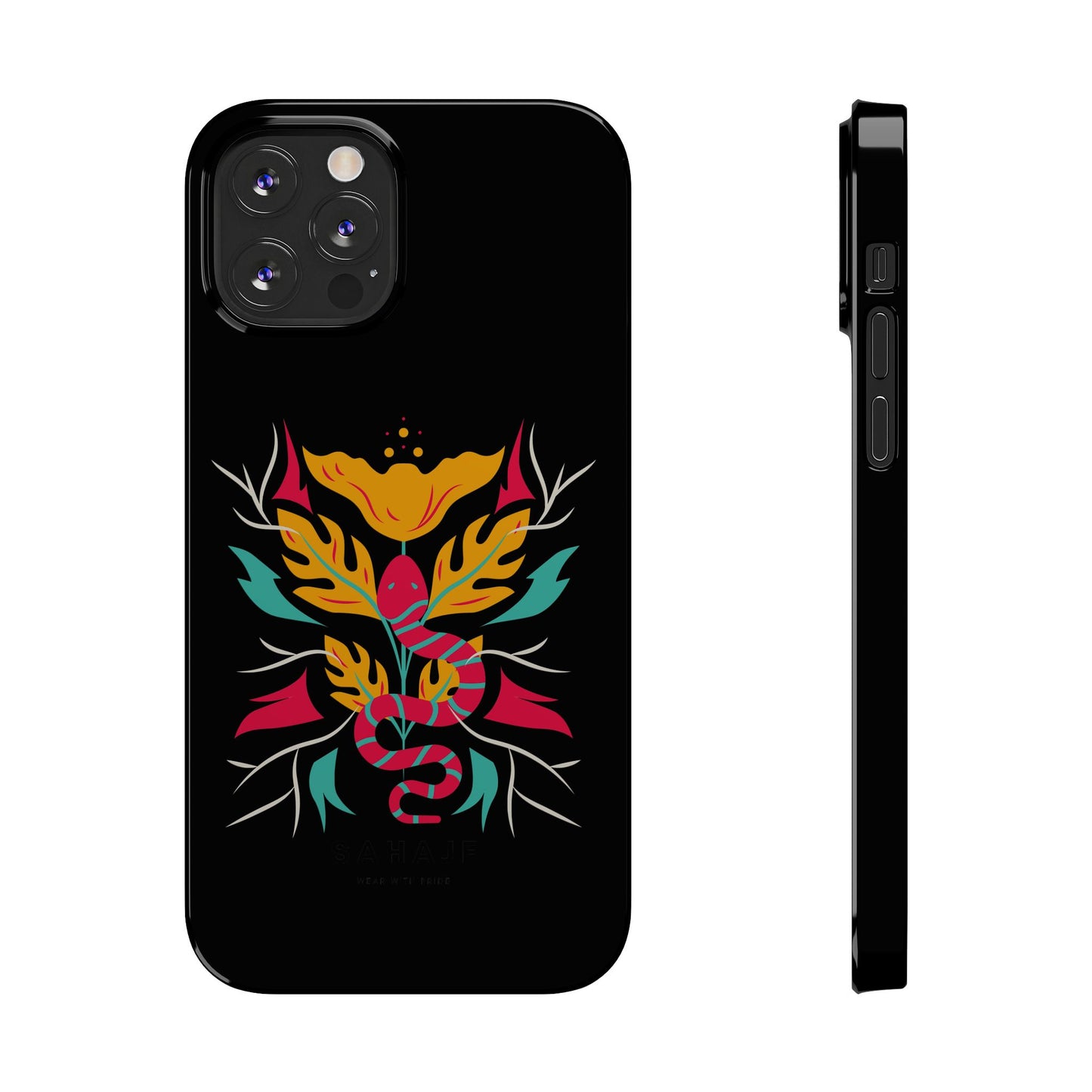 Colorful Floral Snake Slim Phone Case, Trendy Phone Accessories, Unique Gift for Nature Lovers, Modern Phone Cover, Stylish Protection
