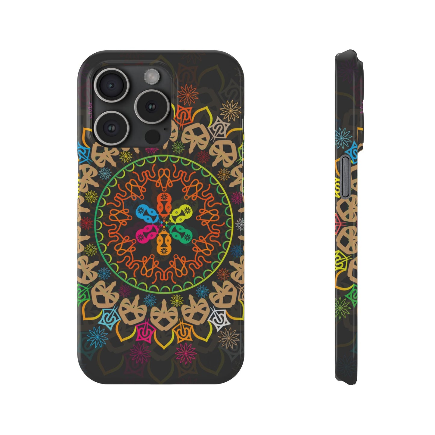 Tropical Mandala Phone Case, Colorful Slim Phone Case, Trendy Phone Cover, Artistic Gift, Eco-Friendly Phone Accessory