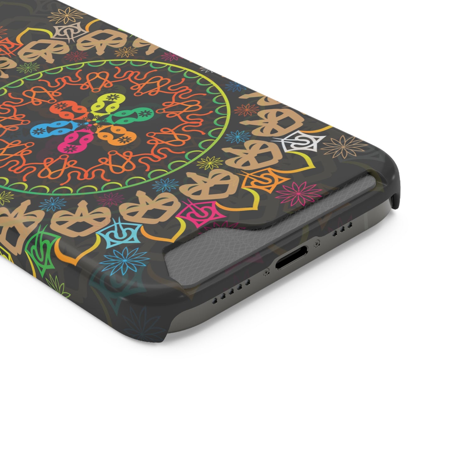 Colorful Mandala Phone Case with Card Holder, Bohemian Phone Accessory, Gift for Him/Her, Vibrant Smartphone Case, Artistic Phone Cover