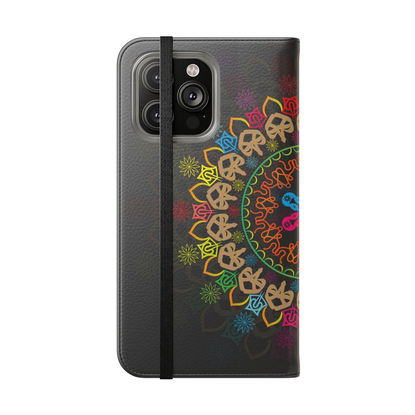 Colorful Mandala Flip Case for Phone, Bohemian Style Wallet Cover, Unique Gift for Her, Vibrant Phone Accessories, Eco-Friendly Protection