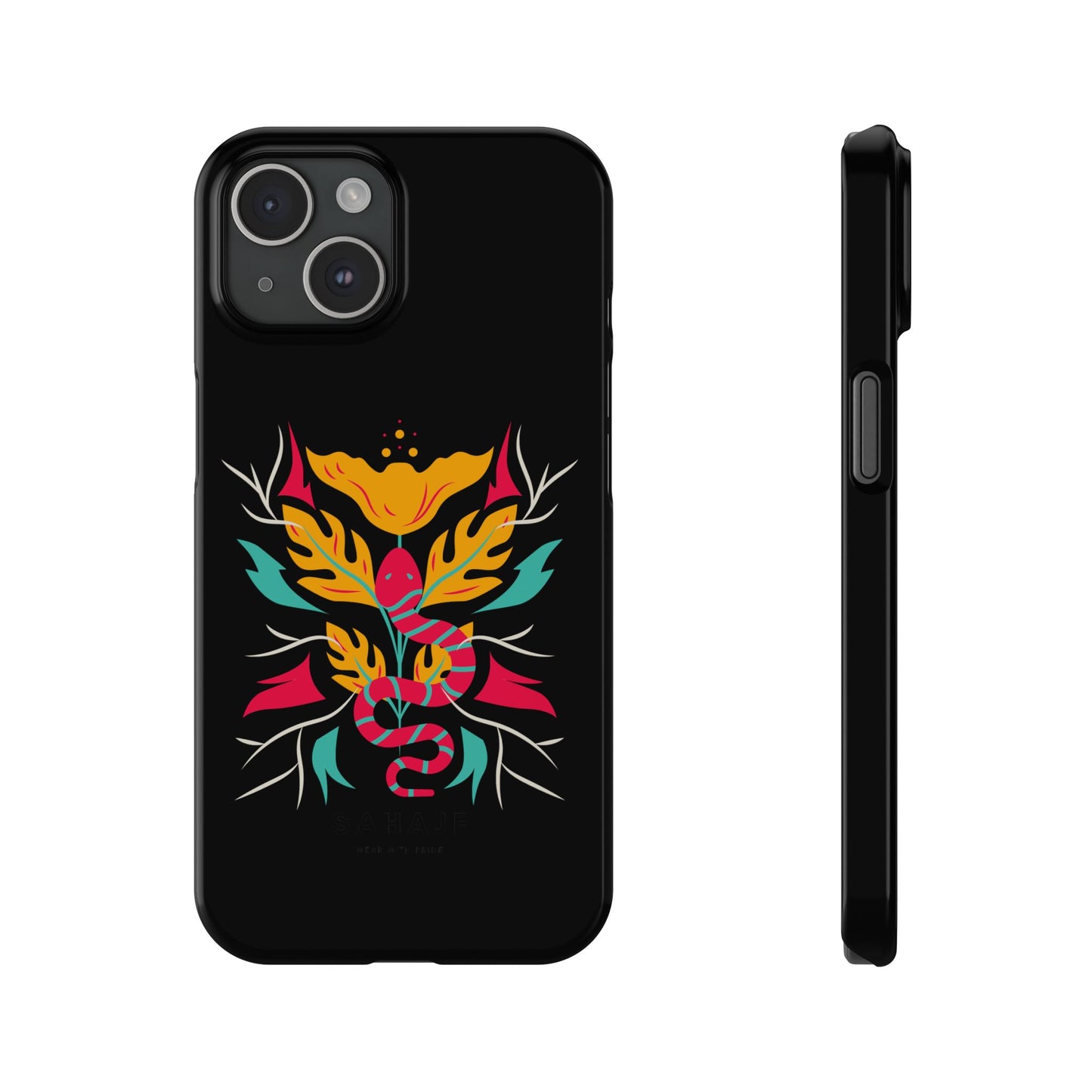 Colorful Floral Snake Slim Phone Case, Trendy Phone Accessories, Unique Gift for Nature Lovers, Modern Phone Cover, Stylish Protection