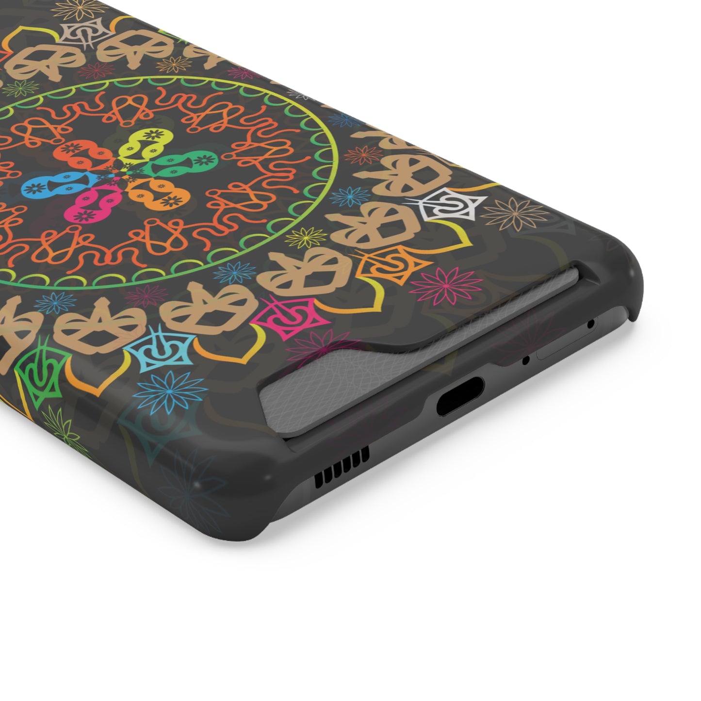 Colorful Mandala Phone Case with Card Holder, Bohemian Phone Accessory, Gift for Him/Her, Vibrant Smartphone Case, Artistic Phone Cover