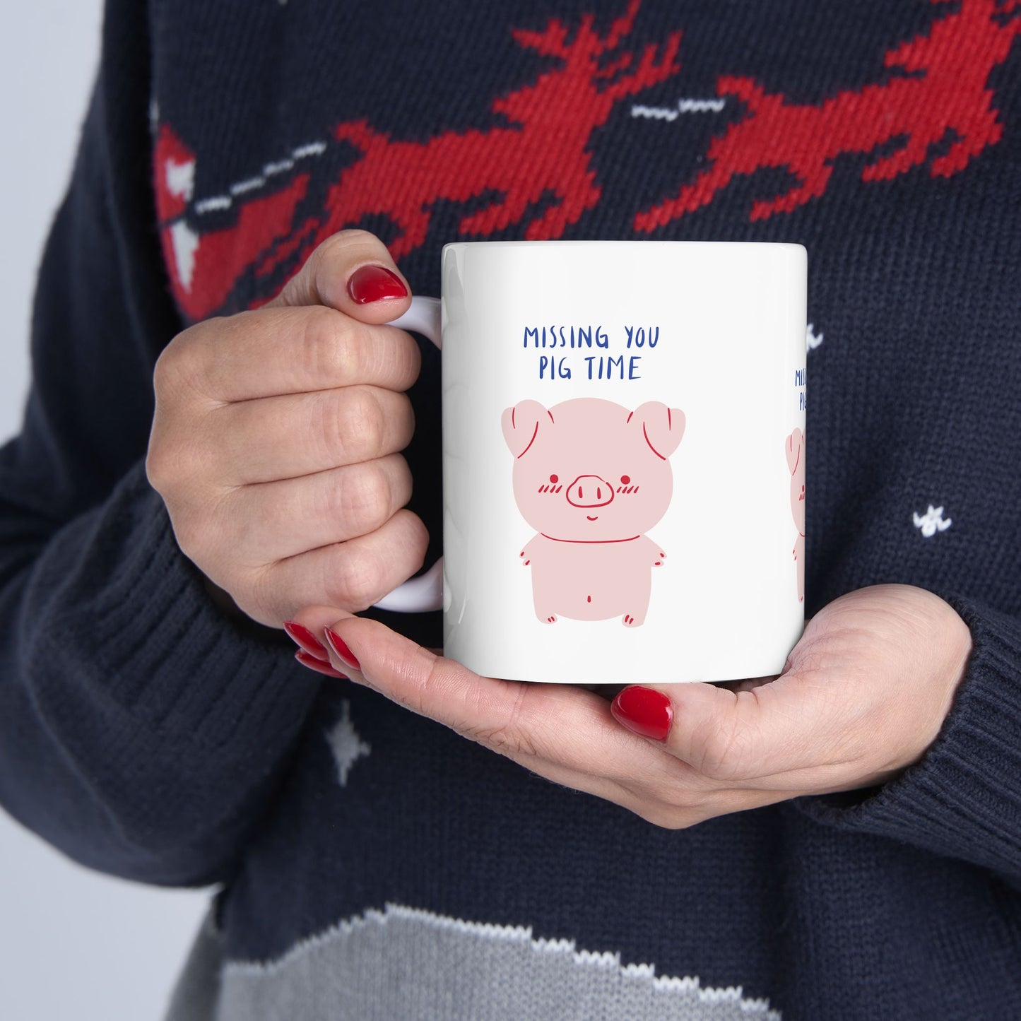 Missing You Pig Time Mug | Cute Pig Coffee Cup | Perfect Gift for Animal Lovers, Birthdays, or Just Because