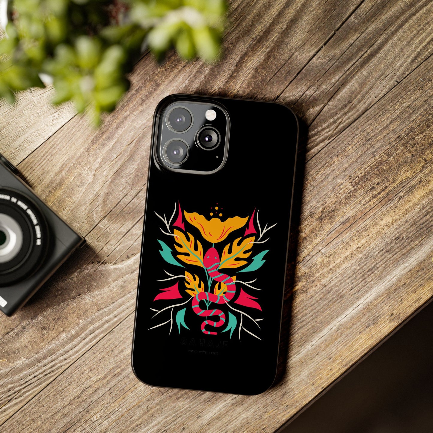 Colorful Floral Snake Slim Phone Case, Trendy Phone Accessories, Unique Gift for Nature Lovers, Modern Phone Cover, Stylish Protection