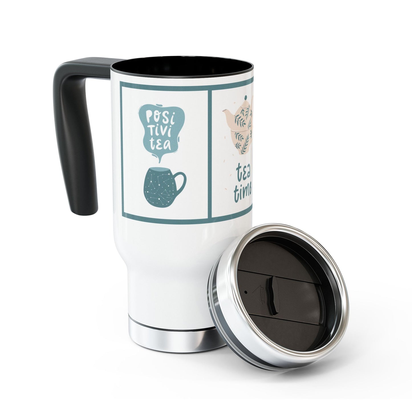 Charming Tea Time Travel Mug, Positive Tea Insulated Cup for Tea Lovers, Perfect for Gifts, Camping, Office Use, Daily Hydration