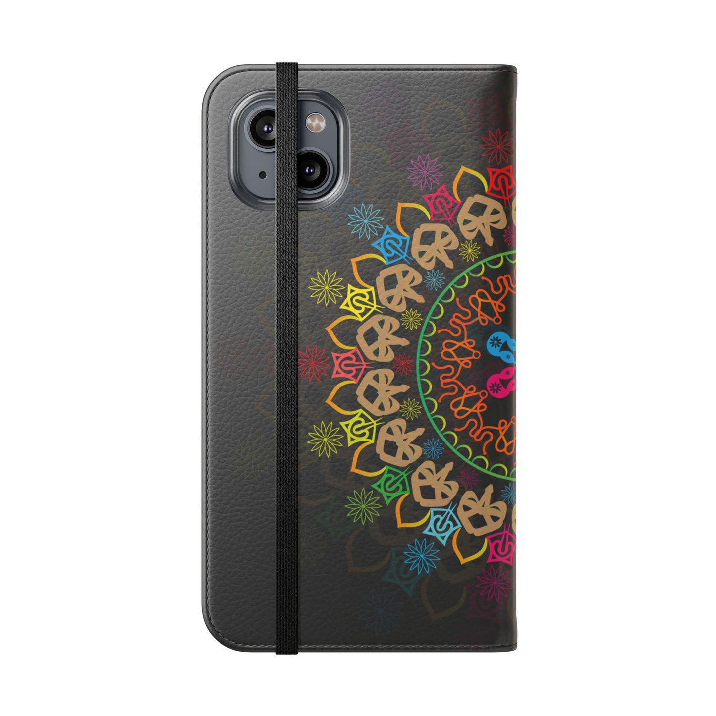 Colorful Mandala Flip Case for Phone, Bohemian Style Wallet Cover, Unique Gift for Her, Vibrant Phone Accessories, Eco-Friendly Protection
