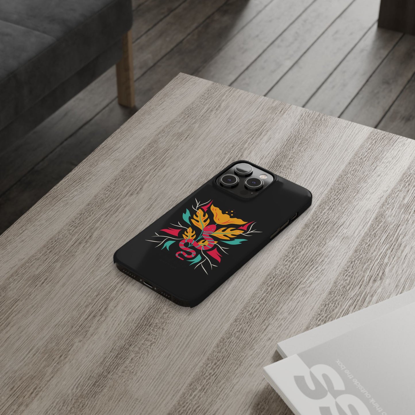 Colorful Floral Snake Slim Phone Case, Trendy Phone Accessories, Unique Gift for Nature Lovers, Modern Phone Cover, Stylish Protection