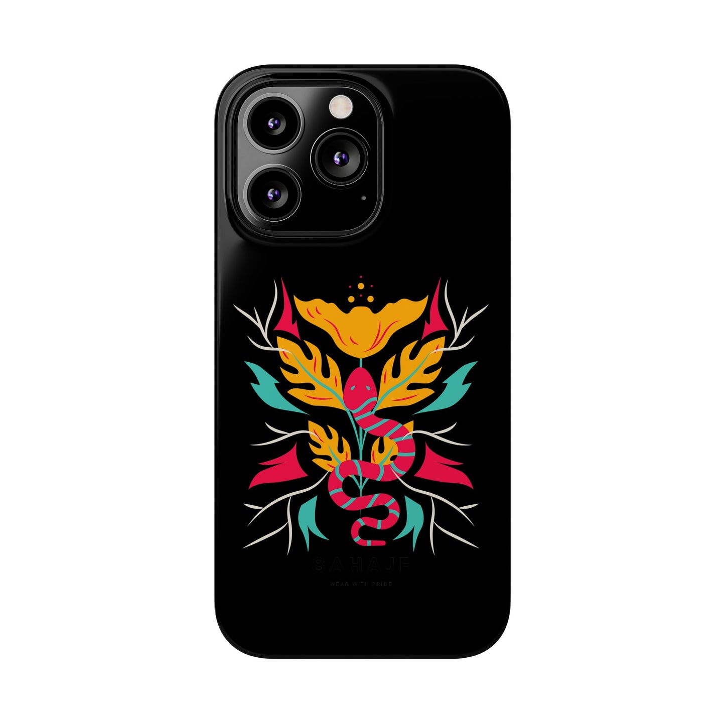 Colorful Floral Snake Slim Phone Case, Trendy Phone Accessories, Unique Gift for Nature Lovers, Modern Phone Cover, Stylish Protection