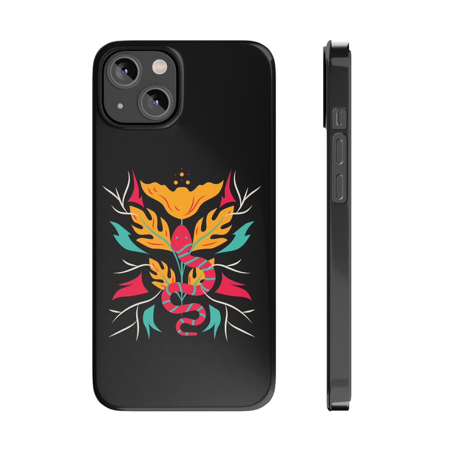 Colorful Floral Snake Slim Phone Case, Trendy Phone Accessories, Unique Gift for Nature Lovers, Modern Phone Cover, Stylish Protection
