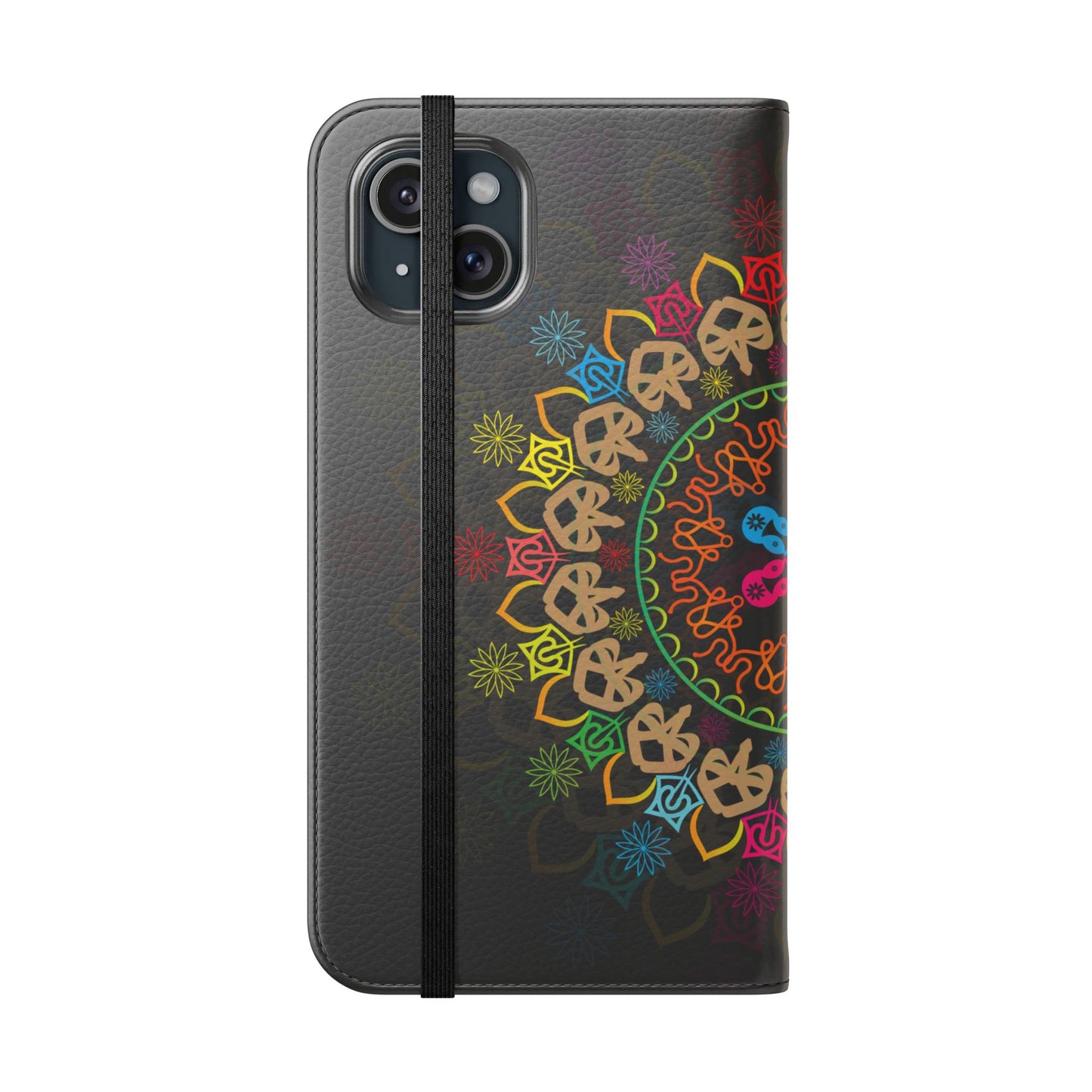 Colorful Mandala Flip Case for Phone, Bohemian Style Wallet Cover, Unique Gift for Her, Vibrant Phone Accessories, Eco-Friendly Protection