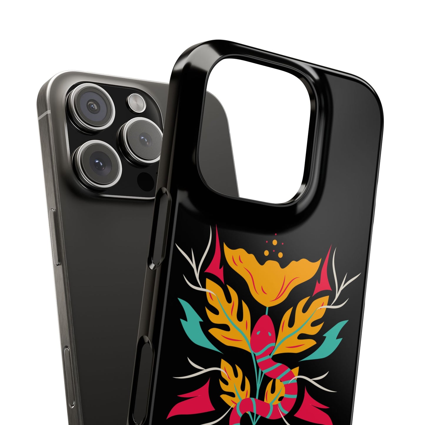 Colorful Floral Snake Slim Phone Case, Trendy Phone Accessories, Unique Gift for Nature Lovers, Modern Phone Cover, Stylish Protection