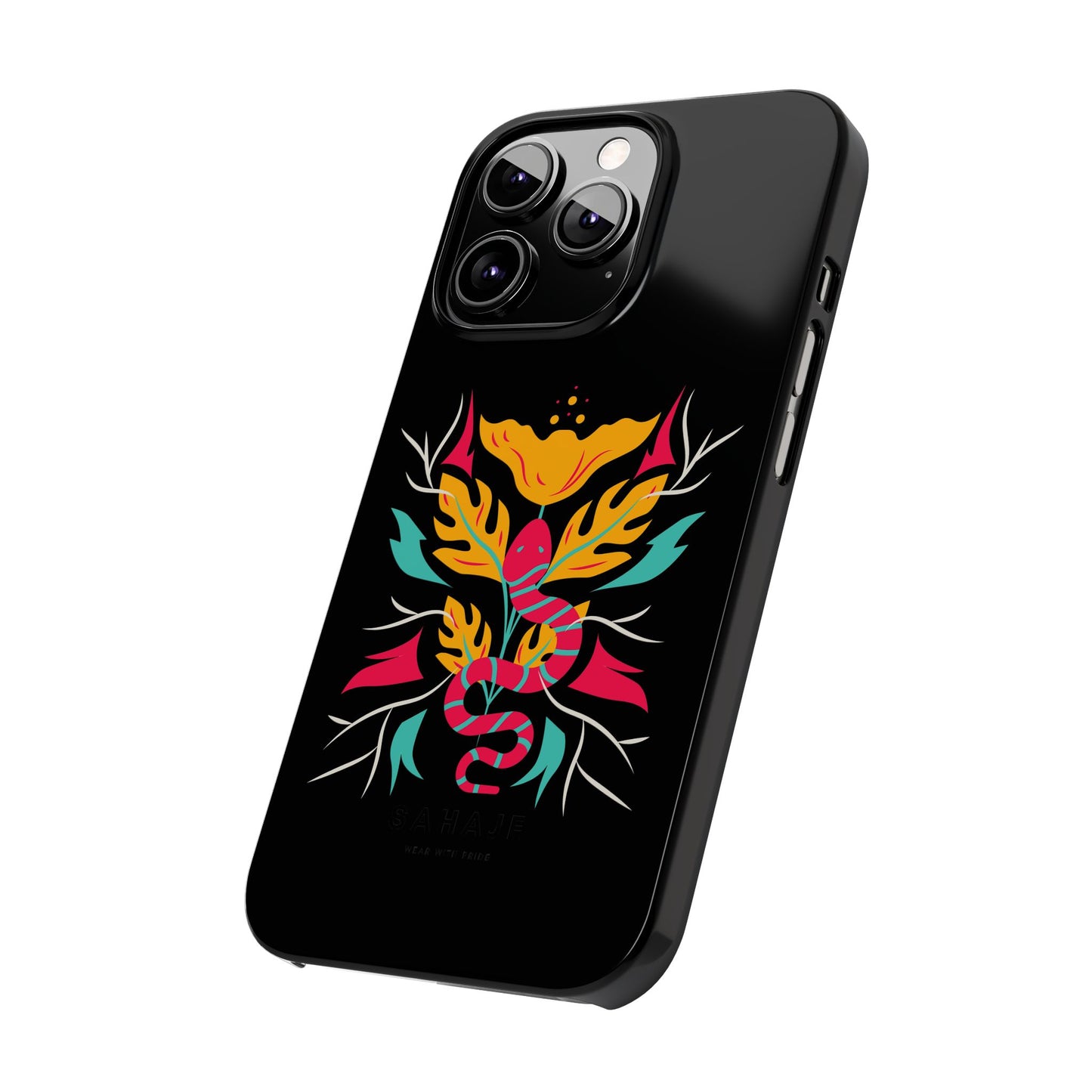 Colorful Floral Snake Slim Phone Case, Trendy Phone Accessories, Unique Gift for Nature Lovers, Modern Phone Cover, Stylish Protection
