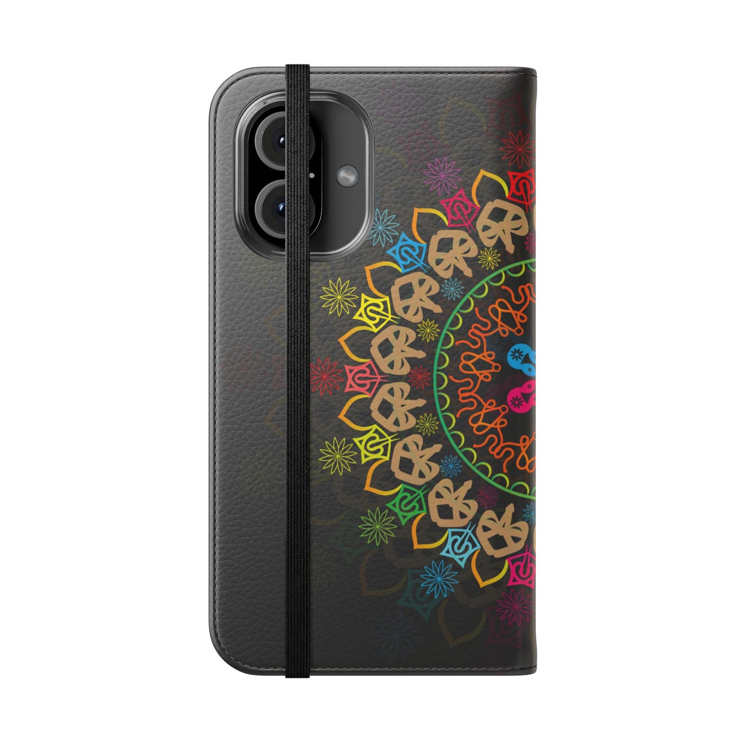 Colorful Mandala Flip Case for Phone, Bohemian Style Wallet Cover, Unique Gift for Her, Vibrant Phone Accessories, Eco-Friendly Protection