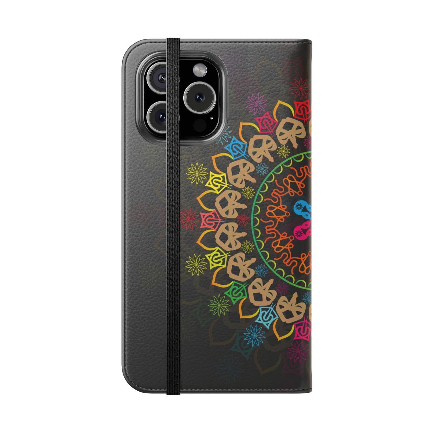 Colorful Mandala Flip Case for Phone, Bohemian Style Wallet Cover, Unique Gift for Her, Vibrant Phone Accessories, Eco-Friendly Protection