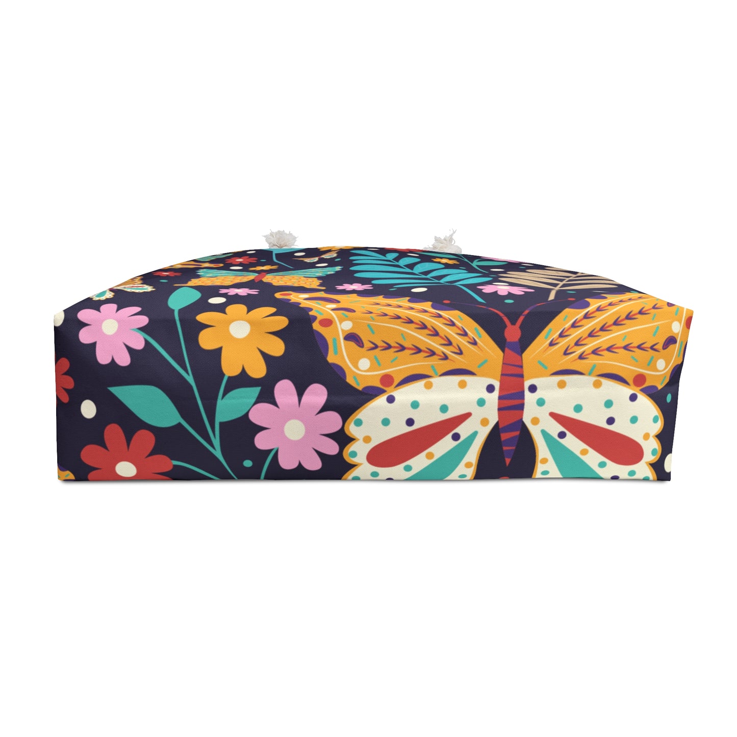 Colorful Floral Weekender Bag, Travel Tote, Oversized Beach Bag, Butterfly Design, Perfect for Vacations and Getaways
