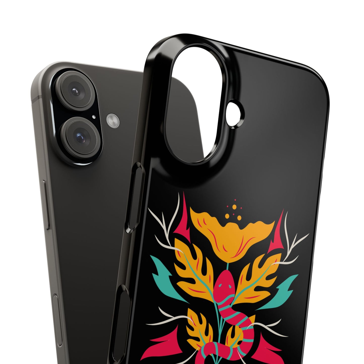 Colorful Floral Snake Slim Phone Case, Trendy Phone Accessories, Unique Gift for Nature Lovers, Modern Phone Cover, Stylish Protection
