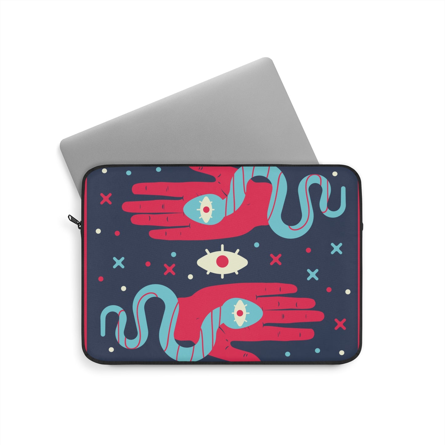 Colorful Snake & Hand Laptop Sleeve | Artistic Design, Tech Accessory, Gift for Creatives, Unisex Laptop Case, Unique Computer Cover