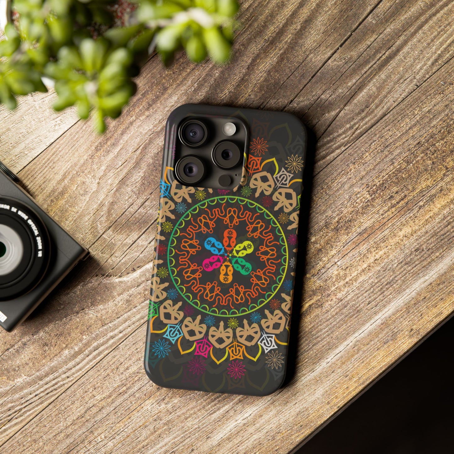 Tropical Mandala Phone Case, Colorful Slim Phone Case, Trendy Phone Cover, Artistic Gift, Eco-Friendly Phone Accessory
