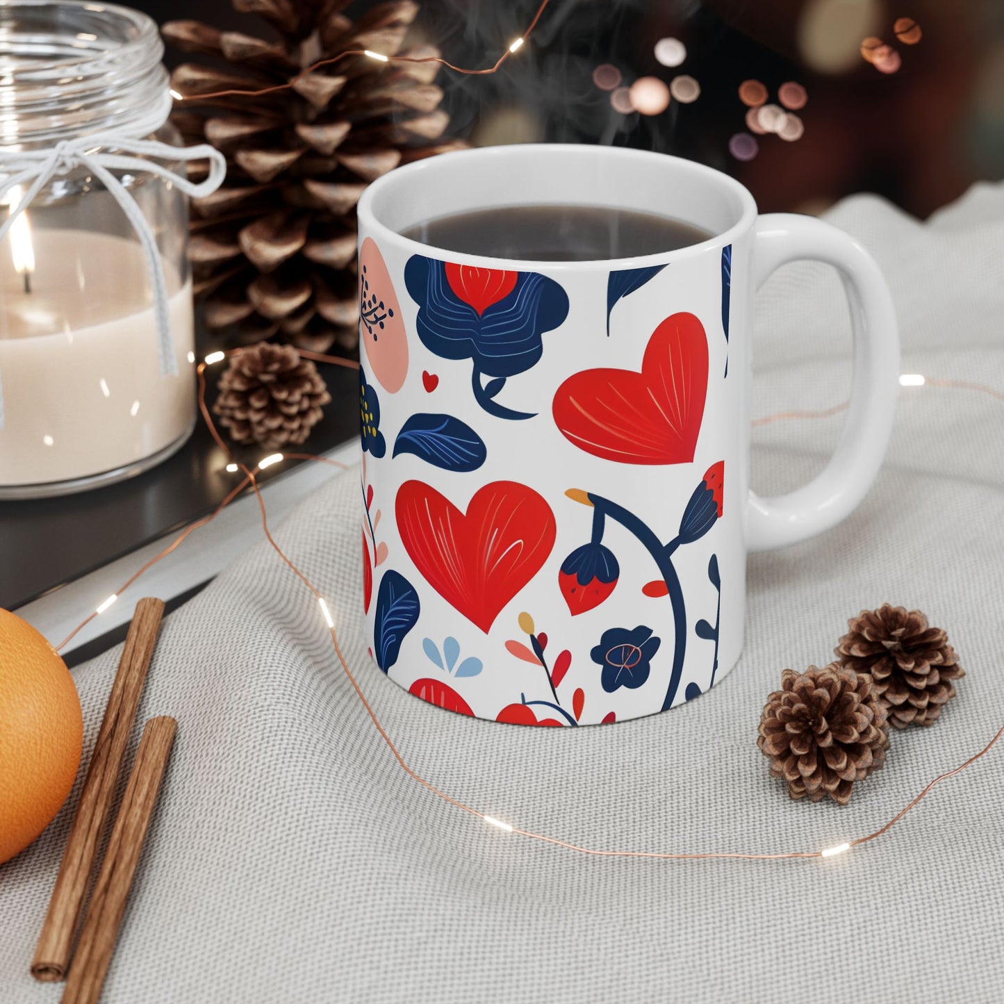 Floral Ceramic Mug - Perfect For Tea Lovers, Gift For Her, Valentine's Day, Mother's Day, Cozy Coffee Drinkers