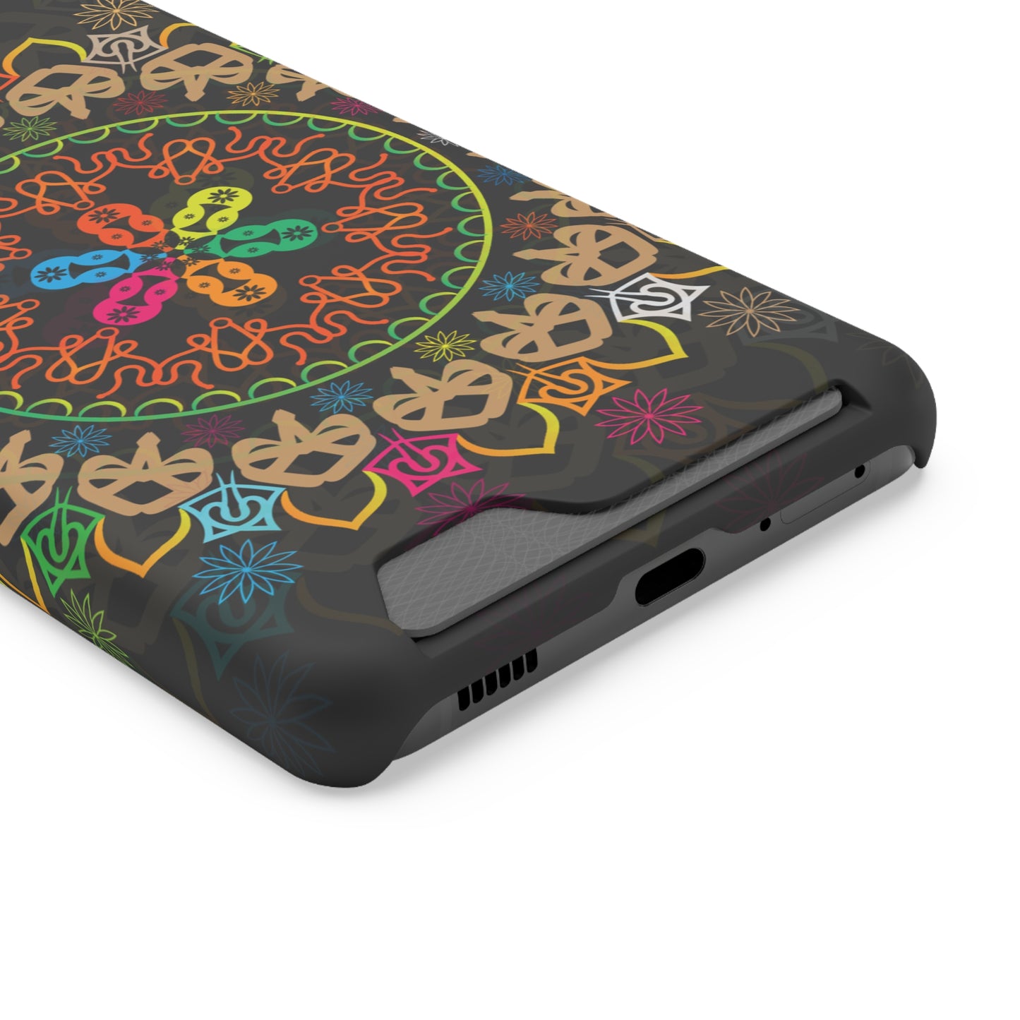 Colorful Mandala Phone Case with Card Holder, Bohemian Phone Accessory, Gift for Him/Her, Vibrant Smartphone Case, Artistic Phone Cover