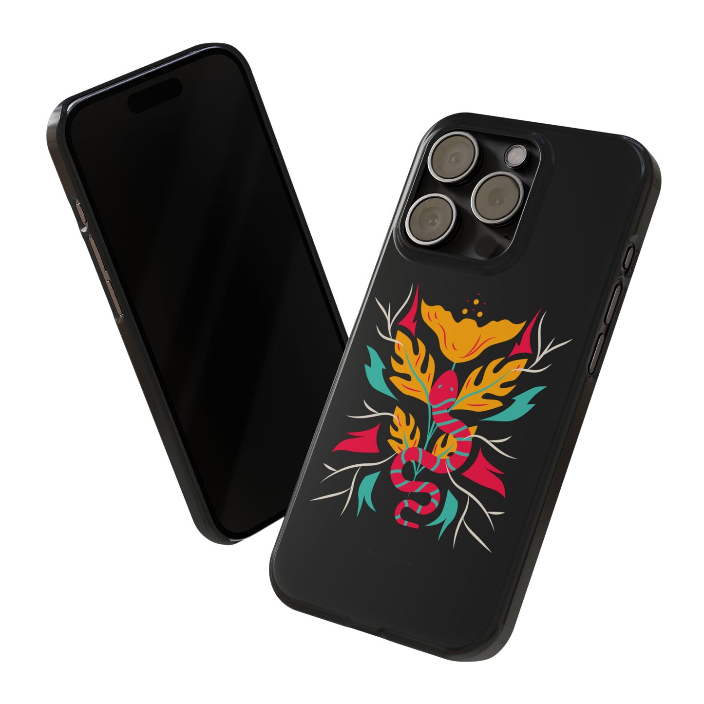 Colorful Floral Snake Slim Phone Case, Trendy Phone Accessories, Unique Gift for Nature Lovers, Modern Phone Cover, Stylish Protection