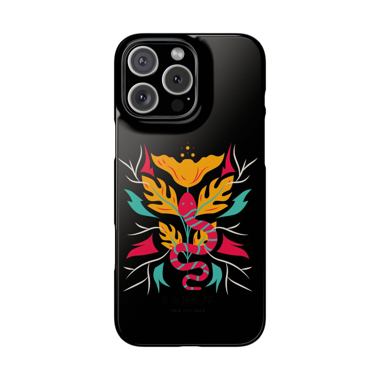 Colorful Floral Snake Slim Phone Case, Trendy Phone Accessories, Unique Gift for Nature Lovers, Modern Phone Cover, Stylish Protection