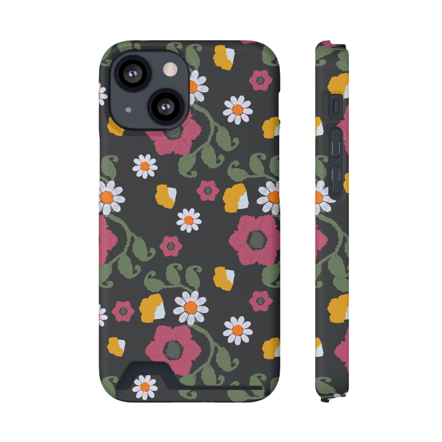 Floral Phone Case with Card Holder, Stylish Smartphone Accessory, Gifts for Her, Trendy Floral Design, Perfect for Spring & Summer