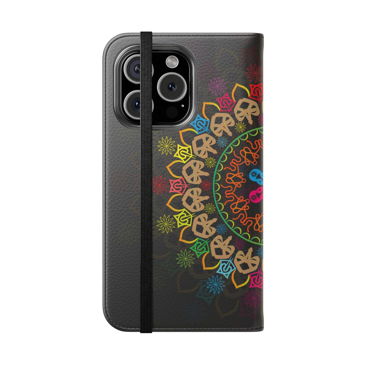 Colorful Mandala Flip Case for Phone, Bohemian Style Wallet Cover, Unique Gift for Her, Vibrant Phone Accessories, Eco-Friendly Protection
