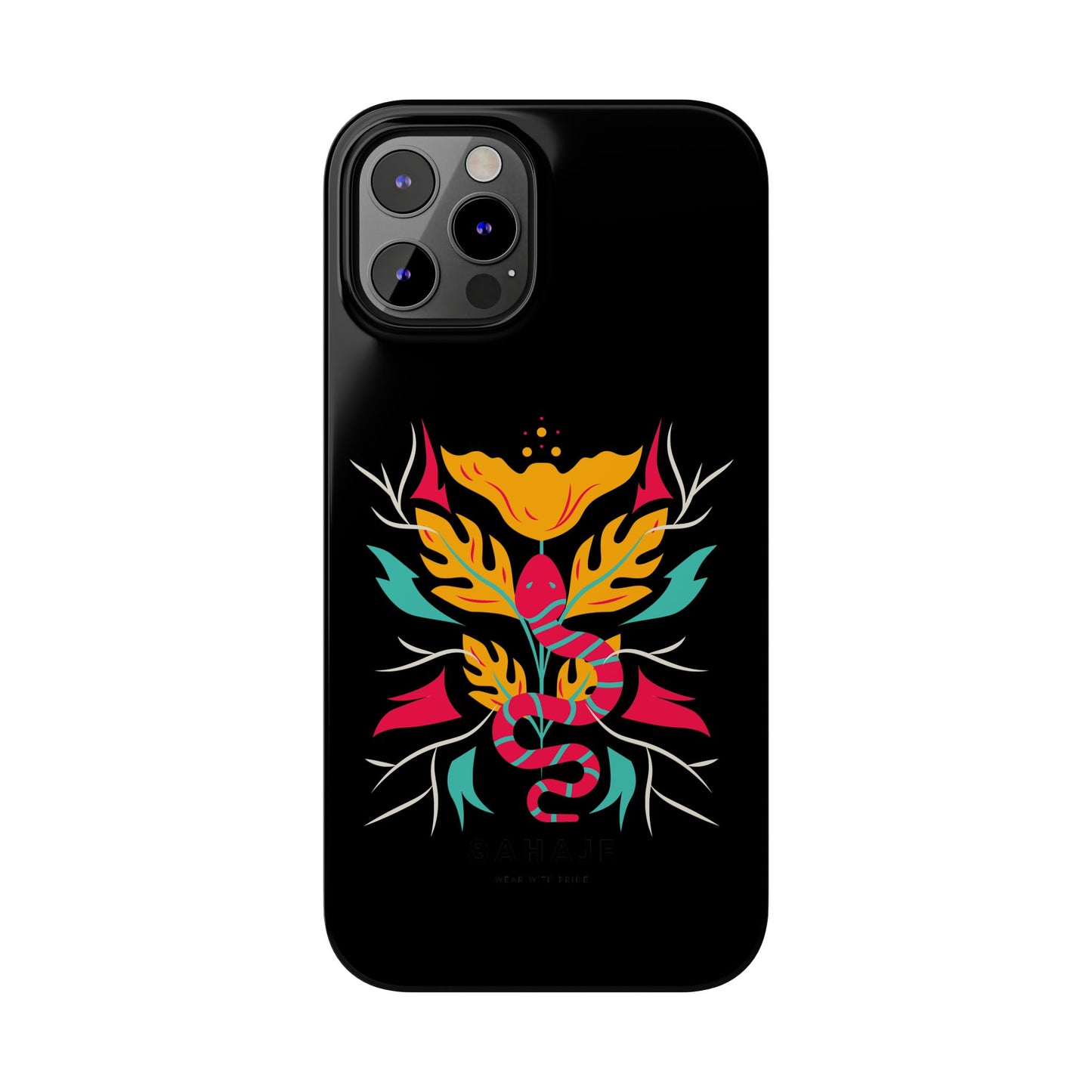 Colorful Floral Snake Slim Phone Case, Trendy Phone Accessories, Unique Gift for Nature Lovers, Modern Phone Cover, Stylish Protection